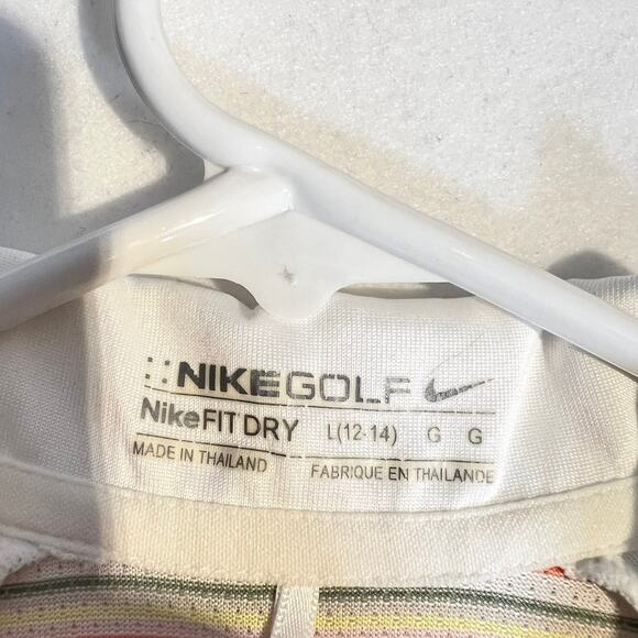 Nike Golf Fit Dry 1/4 Zip Polo Woman L 12-14 Wicking Green Yellow Red Pastel - Picture 2 of 10